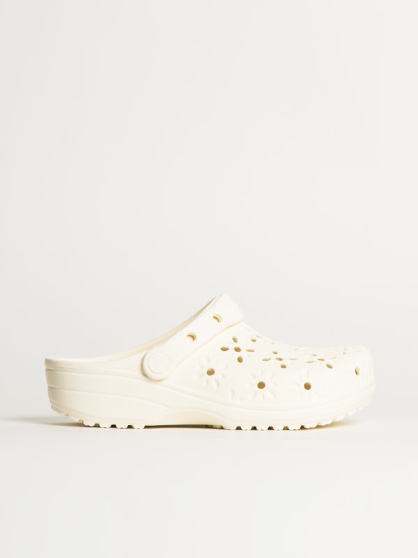 CROCS WOMENS CROCS CLASSIC FLORAL CUTOUT CLOG - CHALK - Blackwell Supply Co.